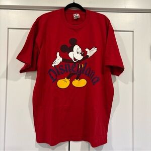 Vintage Mickey Mouse Disneyland T Shirt Mens XXL Red USA Made Disney Designs